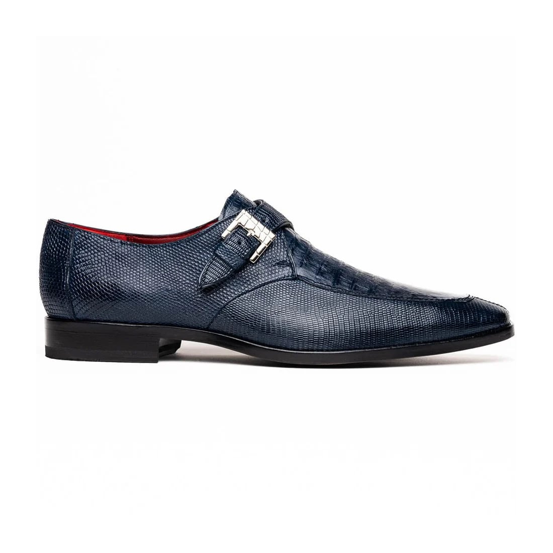 Marco Di Milano Toluca Navy Blue Monk Strap Lizard & Crocodile Shoes - 6