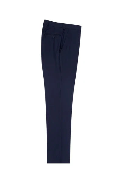 New Blue Flat Front Wool Dress Pant 2560 by Tiglio Luxe TIG1036 - 30