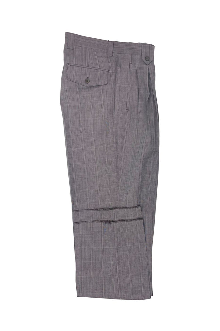 Tiglio Luxe Mauve Windowpane Wide Leg Wool Dress Pants 2576 TLS20060/6 - 40