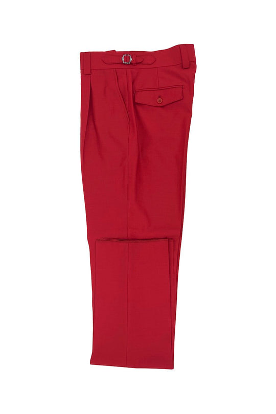 Tiglio Luxe Red Semi-Wide Leg Wool Marbella Dress Pants - 32