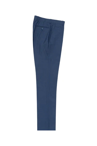 New Blue Flat Front Slim Fit Wool Dress Pant 2564 by Tiglio Luxe TS4066/2 - 28
