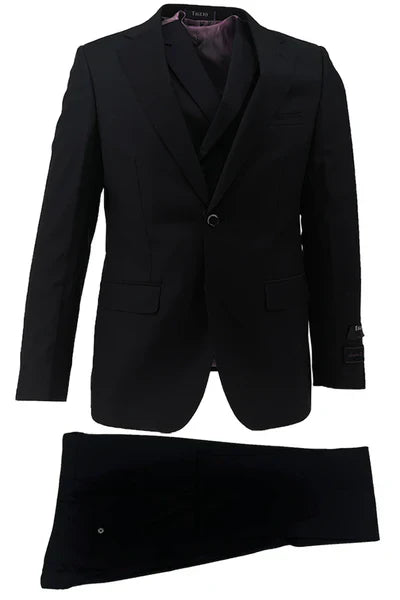 Porto Slim Fit, Pure Wool Suit & Vest by Tiglio Luxe TIG1001 - 36R