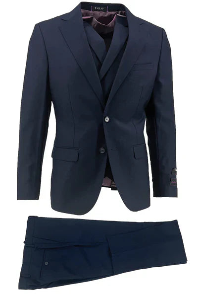 Porto Slim Fit, Pure Wool Suit & Vest by Tiglio Luxe TS4066/2 - 36R