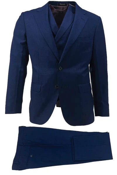 Porto Slim Fit, Pure Wool Suit & Vest by Tiglio Luxe TIG1036 - 36R