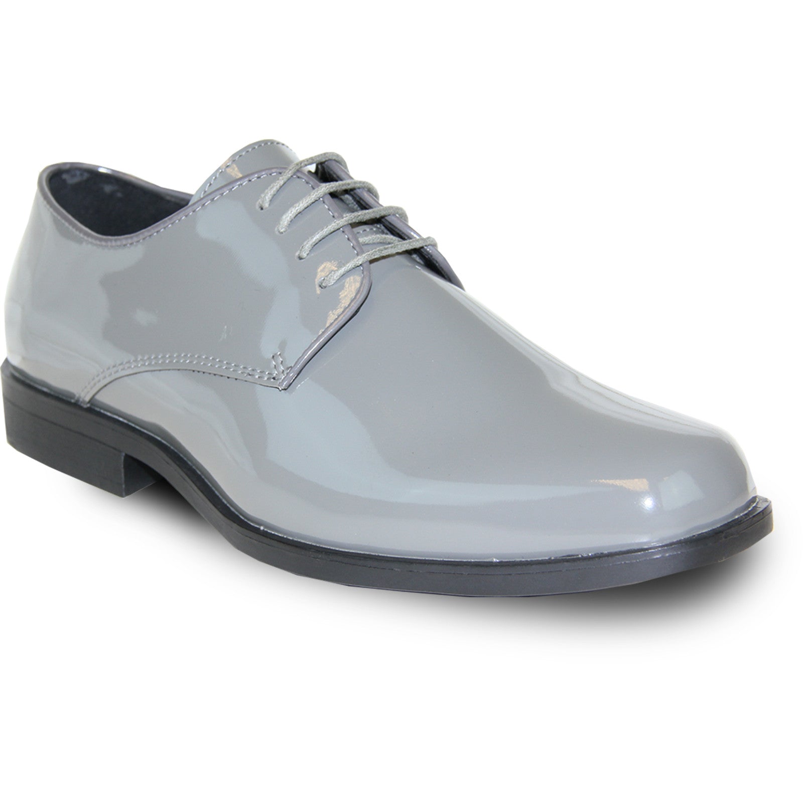 "Grey Patent Tuxedo Dress Shoe - Men's Classic Square Toe"