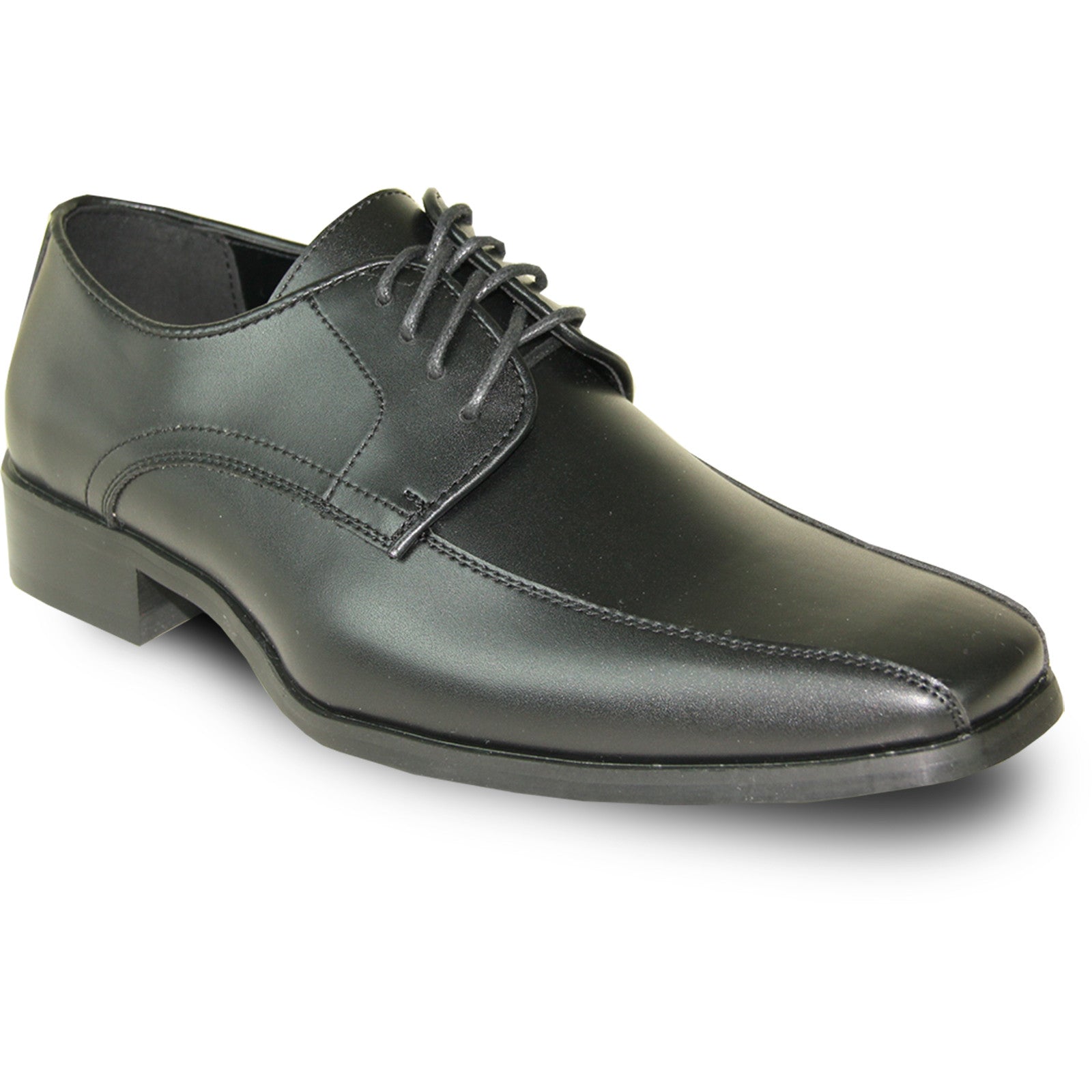 "Black Classic Men's Dress Shoe - Square Pointy Toe Bicycle Style"
