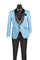 Slim Fit Tuxedo 3 Piece with Jacquard Pattern in Light Blue
