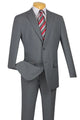 Cheap Priced Suit - Mens Modern Fit Two Button Poplin Grey Suit