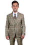 "Mens Stacy Adams Suit - Stacy Adams Suit Men's Vested Suit - Tan & Gold Windowpane Plaid, One Button Peak Lapel"