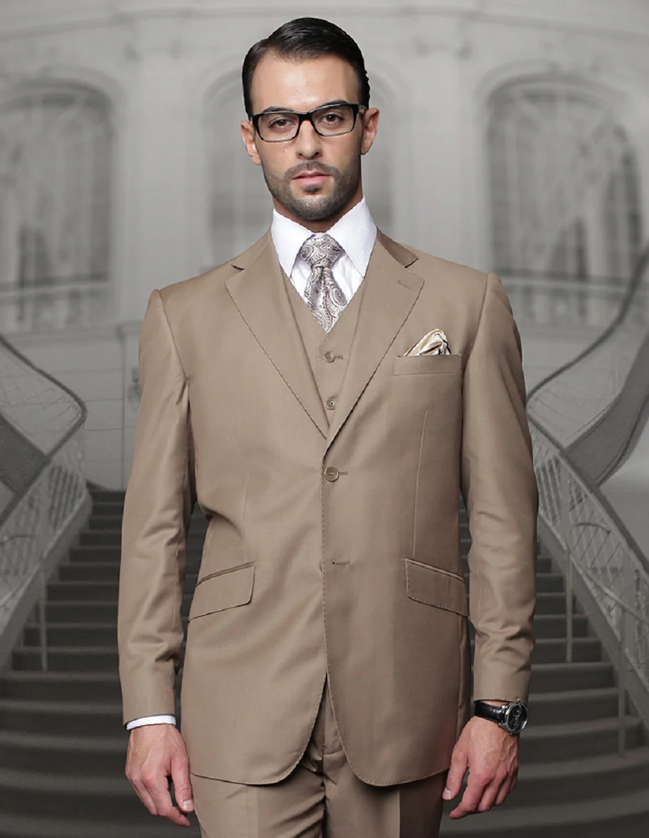 100 Percent Wool Suit - Mens  Classic Wool Business Bronze Suits
