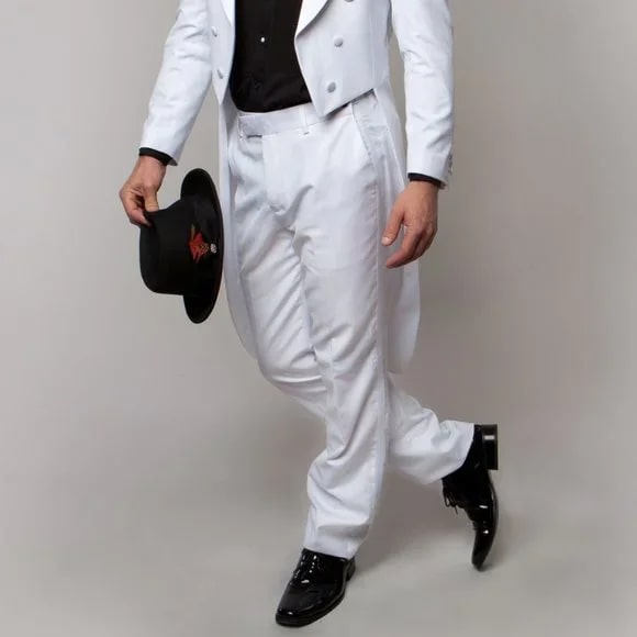 Bryan Michaels Tail, White - 38 Short Jacket+32 Waist Adjustable 28to34)(Height: 5 4 to5 7 )(Neck  15-16.5)S-M)