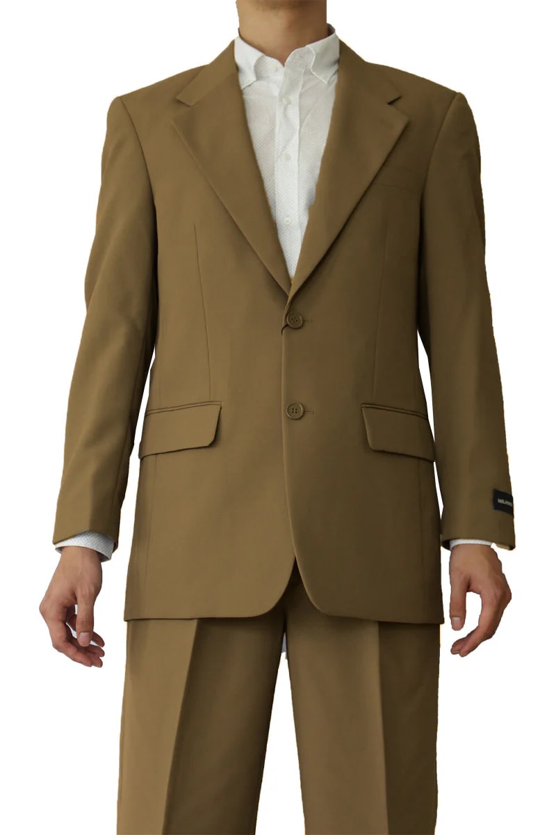 Mens 2 Button Polyester Fashion Suit in Tan - 38 Short Jacket+32 Waist Adjustable 28to34)(Height: 5 4 to5 7 )(Neck  15-16.5)S-M)