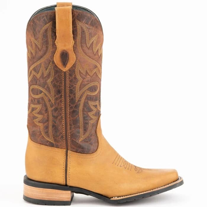 Ferinni Boot - Mens Dress Cowboy Boot  -Ferrini Men's Kingston Rubber Sole Square Toe Boots Handcrafted - Tan in  Tan - 8D