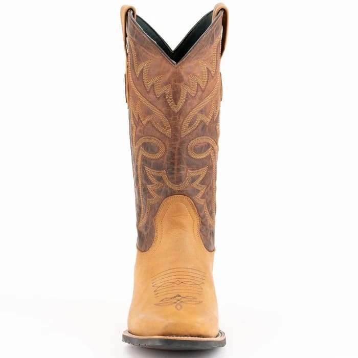 Ferinni Boot - Mens Dress Cowboy Boot  -Ferrini Men's Kingston Rubber Sole Square Toe Boots Handcrafted - Tan in  Tan - 8D