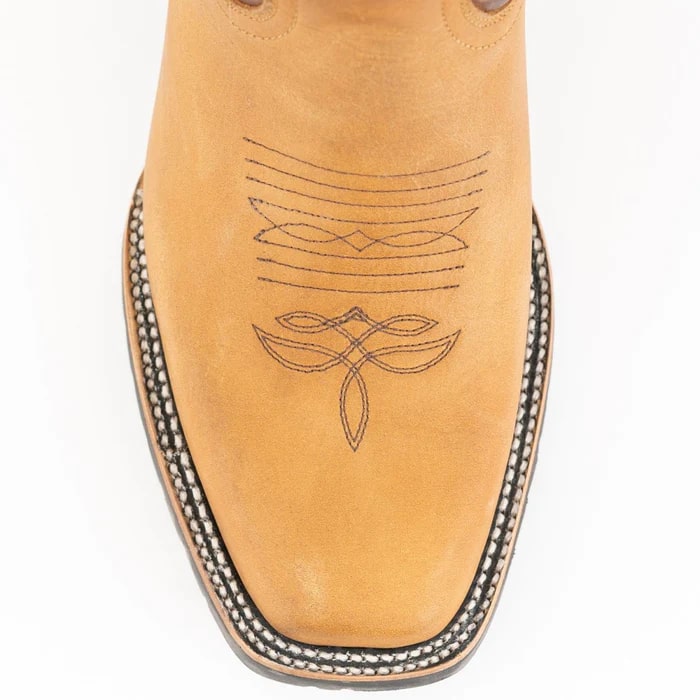 Ferinni Boot - Mens Dress Cowboy Boot  -Ferrini Men's Kingston Rubber Sole Square Toe Boots Handcrafted - Tan in  Tan - 8D