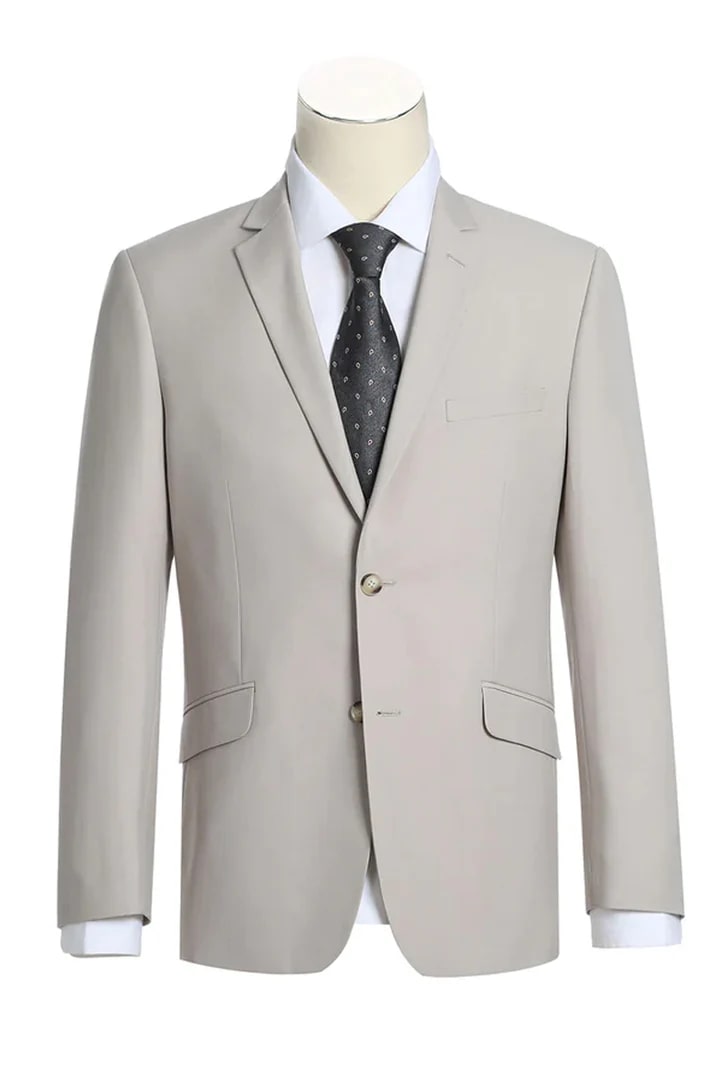 Cheap Priced Suit - Mens Basic Two Button Slim Fit  StoneTan Suit - 38 Short Jacket+32 Waist Adjustable 28to34)(Height: 5 4 to5 7 )(Neck  15-16.5)S-M)
