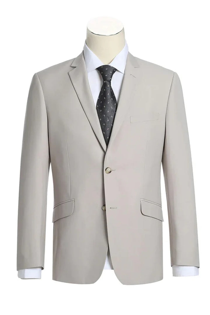 Cheap Priced Suit - Mens Basic Two Button Slim Fit  StoneTan Suit