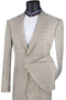 Cheap Priced Suit - Mens 2 Button Modern Fit Peak Lapel Plaid Tan Suit