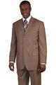 Cheap Priced Suit - Mens Classic 3 Button Wool Feel - Designer Brand Tonal Pinstripe Tan Suit