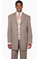 Cheap Priced Suit - Mens 4 Button Long Vested Fashion Suit In Tan With Paisley Vest