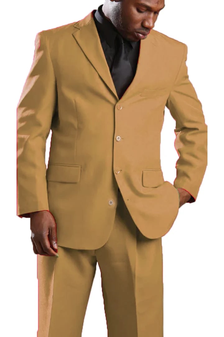 Cheap Suit - Mens Classic Poplin 4 Button Tan Suit