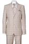 Cheap Priced Suit - Mens 2 Button Modern Fit Windowpane Plaid Tan Suit