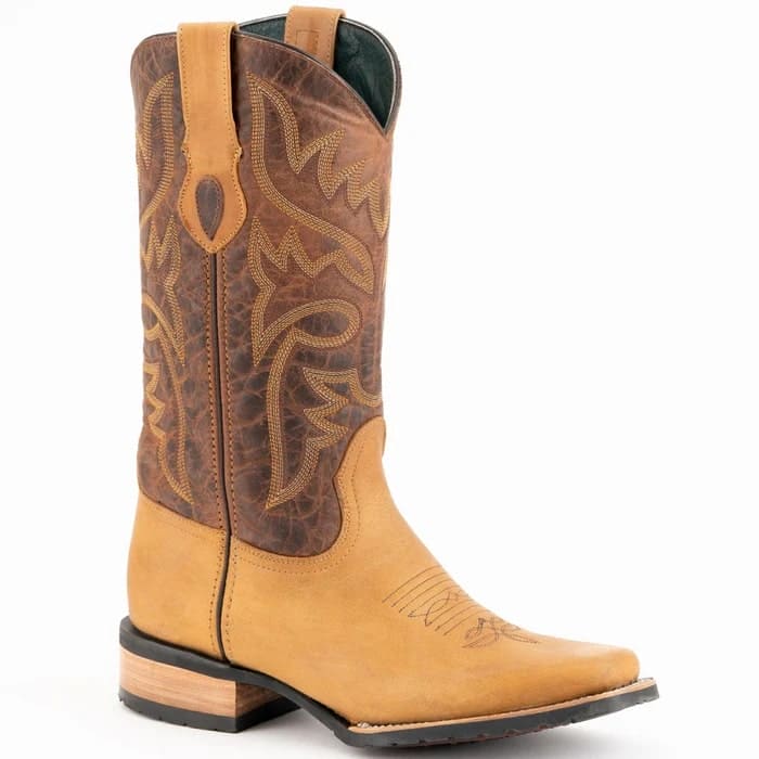 Ferinni Boot - Mens Dress Cowboy Boot  -Ferrini Men's Kingston Rubber Sole Square Toe Boots Handcrafted - Tan in  Tan - 8D