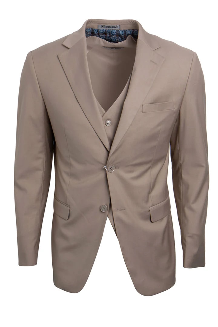 Cheap Suit - Men's Two Button Vested Stacy Adams Basic Tan Suit