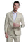 Cheap Priced Suit- Men's Two Button Peak Lapel Summer Linen Style Beach Wedding Tan Suit