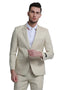 Cheap Priced Suit- Men's Two Button Peak Lapel Summer Linen Style Beach Wedding Tan Suit
