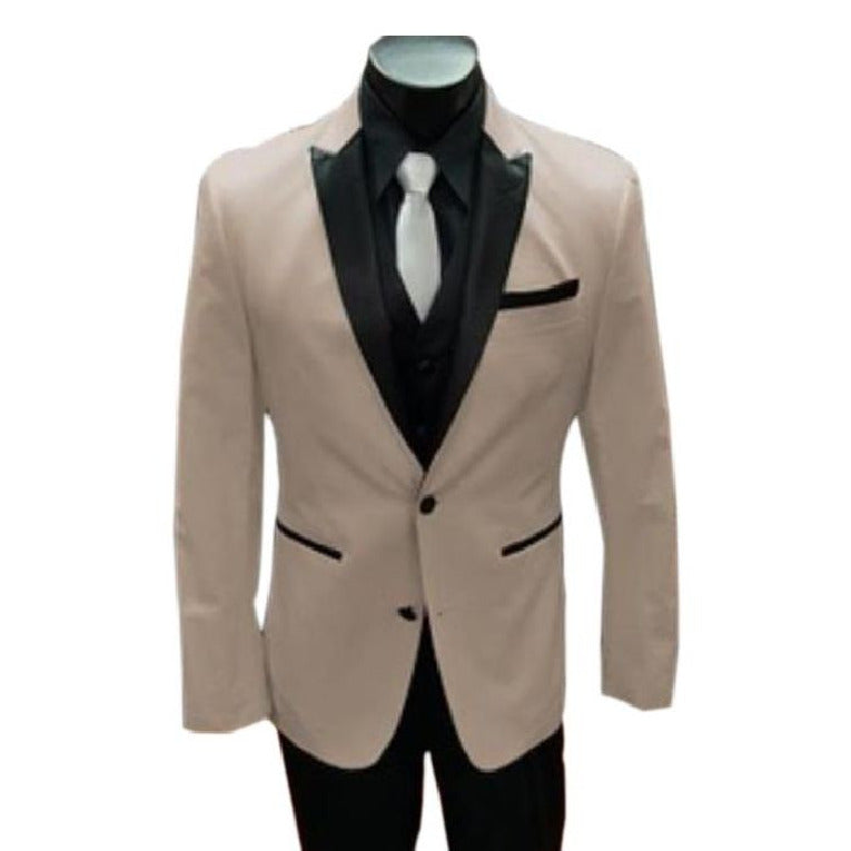 Tan Two Button Closure Black Shirt Alberto Nardoni Tuxedo - 38 Long + 32 Waist(Adjust 2" Large and amp 4")