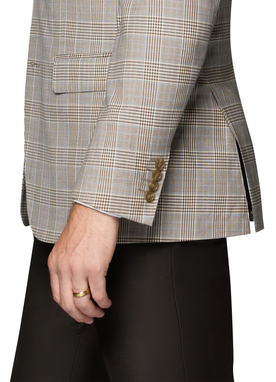 Tan Plaid Wool Sport Coat Modern Fit Blazer