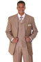 Cheap Priced Suit - Mens 3 Button Vested Shiny Sharkskin Narrow Pinstripe  Tan Suit