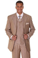 Cheap Priced Suit - Mens 3 Button Vested Shiny Sharkskin Narrow Pinstripe  Tan Suit