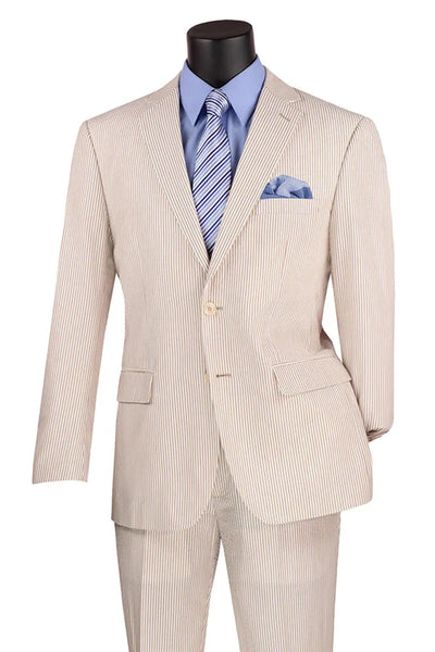 Cheap priced Suit - Men's 2pc Summer Seersucker Modern Fit Tan Suit