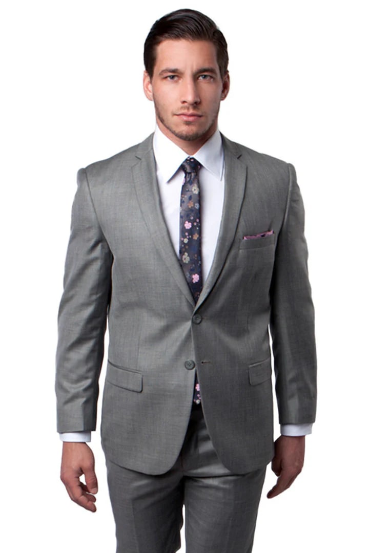 Cheap Suit - Men's Slim Fit Textured Shiny Sharkskin Tan Suit