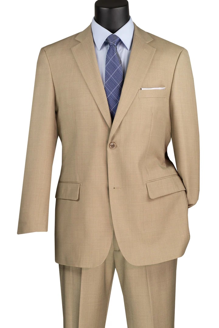 Cheap Suit - Mens 2 Button Weave Pattern Sharkskin Tan Suit