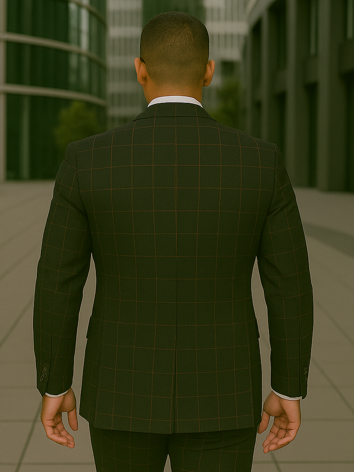 Modern Fit - Wool Suit - Italian Made Business Suit by Statement Men's 3 Piece 100% Wool Modern Fit Suit - Bold Accent Color