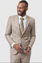 Cheap Priced Suit  - Mens Two Button Modern Fit Sharkskin Weave Taupe Suit