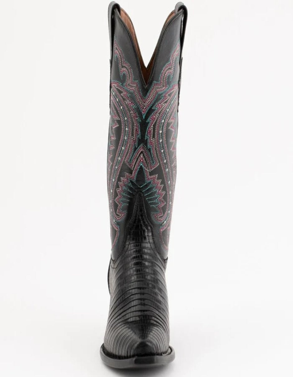 Ferrini Women's Taylor Snip Toe Genuine Lizard Boots - Black - 7.5B