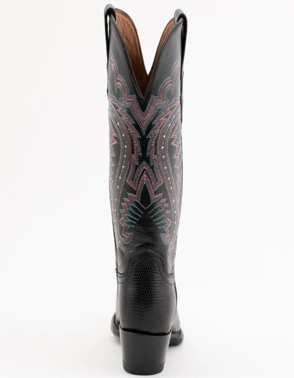 Ferrini Women's Taylor Snip Toe Genuine Lizard Boots - Black - 7.5B