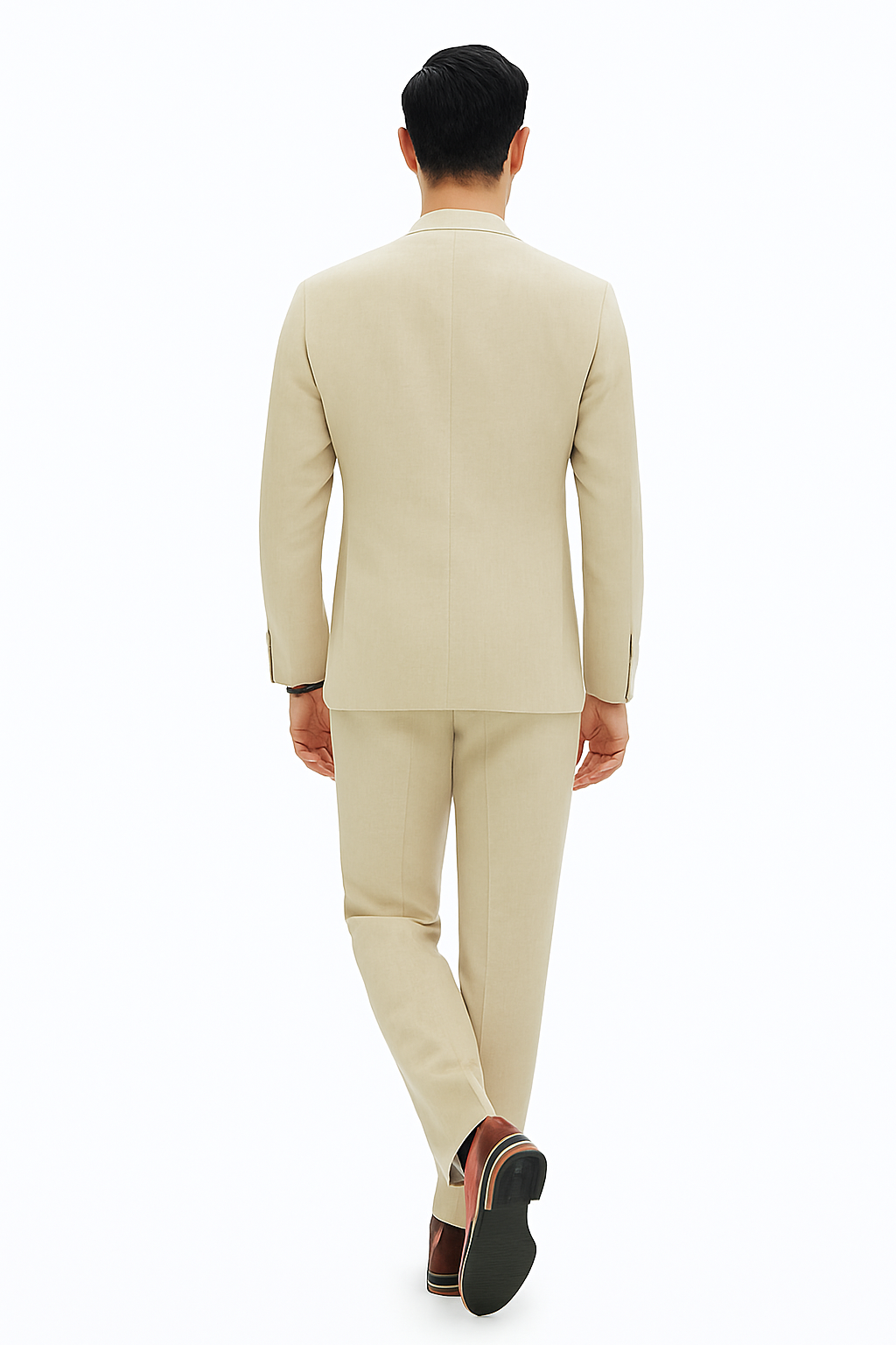 Mens Two Piece Linen Suit Relaxed Hybrid Fit No Collar - 34 Short or Extra Small