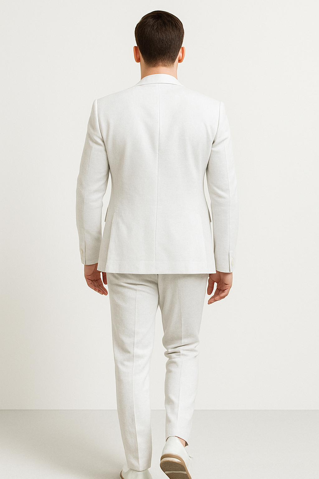 Mens Two Piece Linen Suit Relaxed Hybrid Fit No Collar - 34 Short or Extra Small