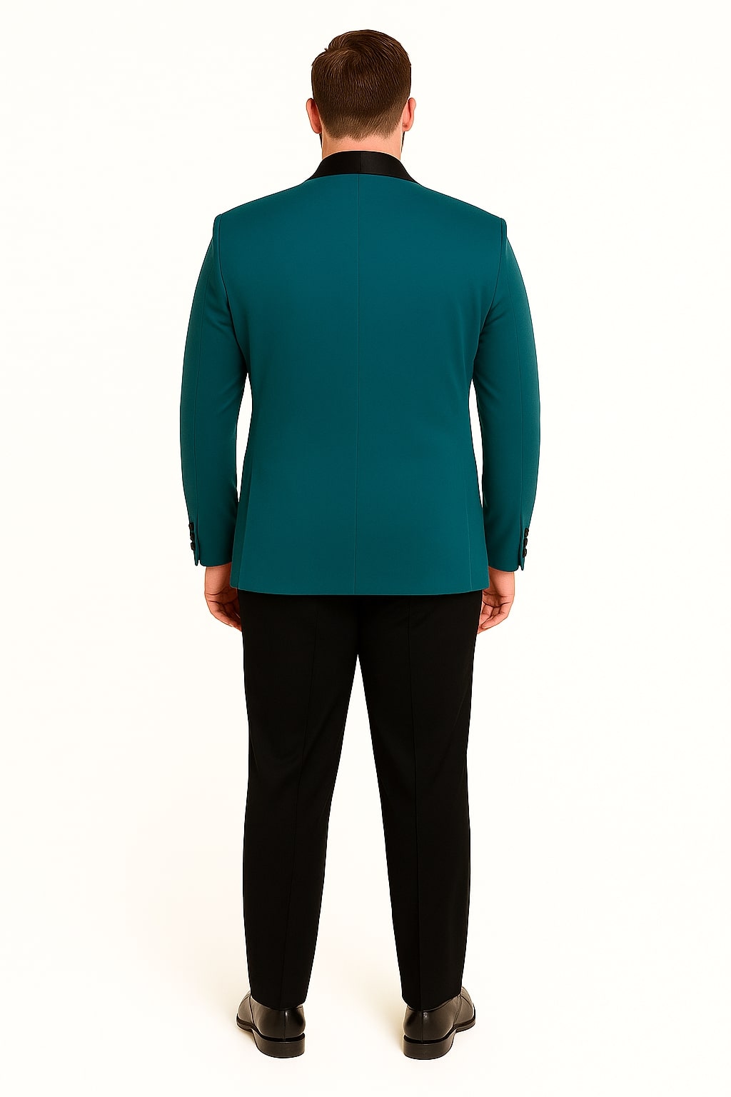 Teal Velvet Tuxedo for Men â€“ One Button Black Satin Lapel Formal Suit with Bow Tie - 34 Short or Extra Small