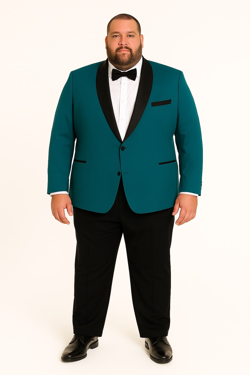 Teal Velvet Tuxedo for Men â€“ One Button Black Satin Lapel Formal Suit with Bow Tie - 34 Short or Extra Small