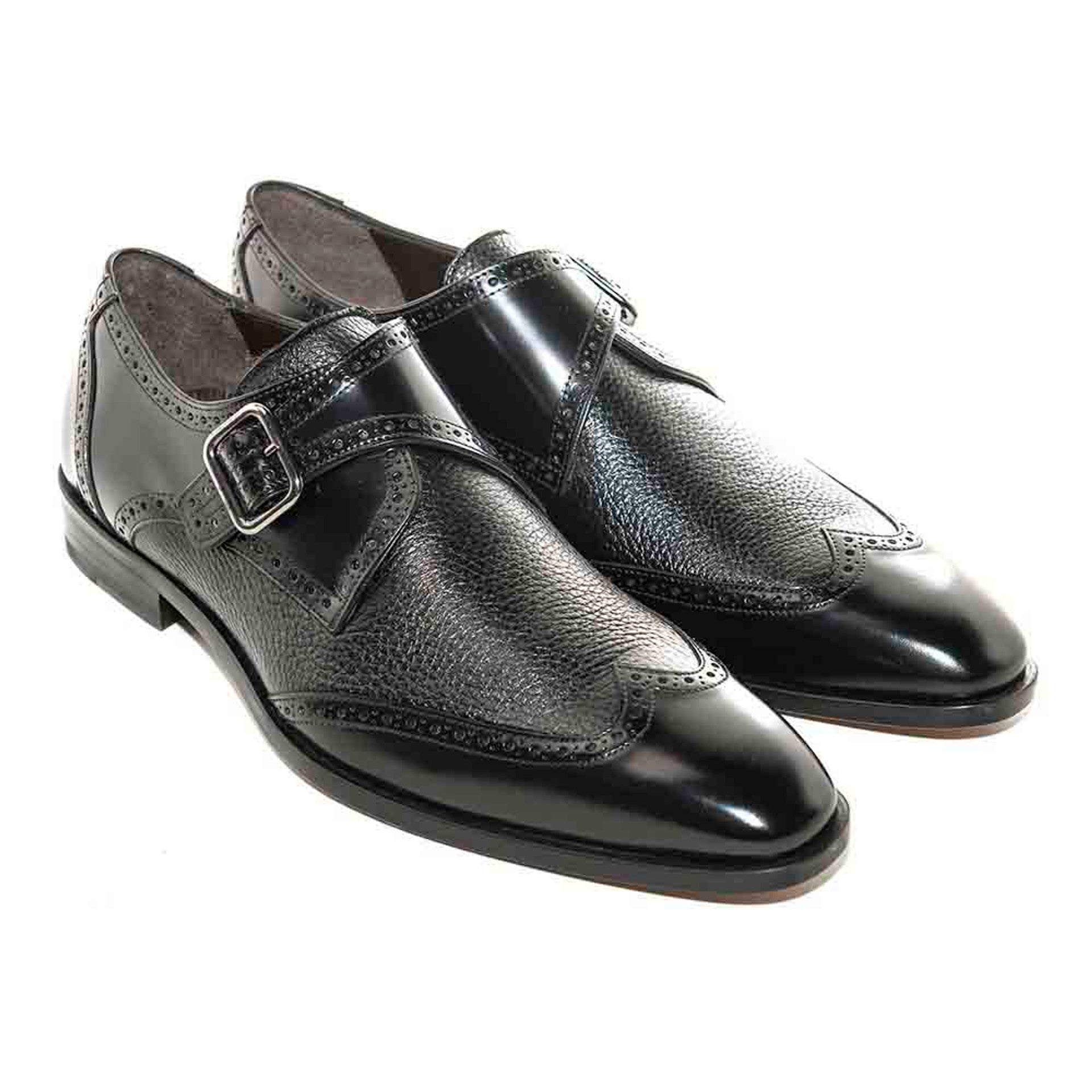 Senator By Mezlan In Black Monkstrap Genuine Deerskin - 8 M