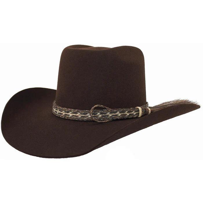 Brick Crown Cowboy Hat With Genuine Horsehair Band - S
