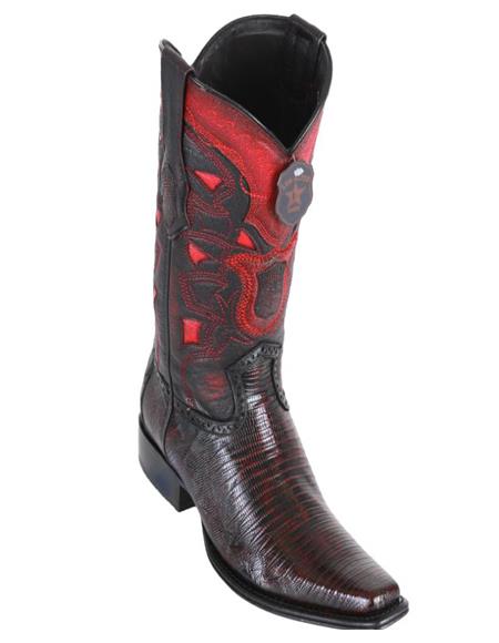 Los Altos Boots Men's Lizard Teju European Toe Cowboy Boots - Black Cherry - 6.0 Standard / D / Medium