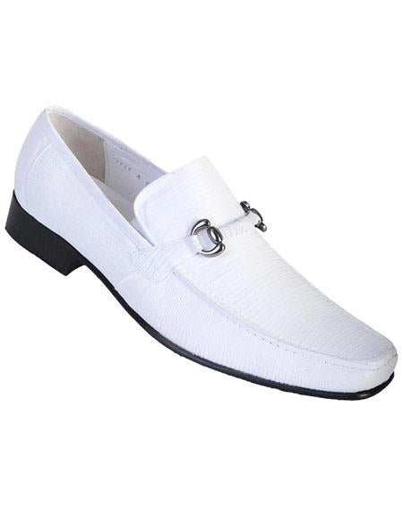 Men's White Genuine Teju Lizard Skin Slip-On By Los Altos Boots - US 8.0 Standard/D/ Medium / Eu:41-42