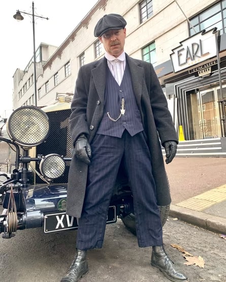 Mens Peaky Blinders Costume Thomas Shelby Suit & Overcoat - 36 Short
